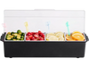 VEVOR Chilled Condiment Server, 4 Compartment Ice Cooled Condiment Serving Container, Chilled Garnish Tray Bar Caddy with Lid, for Bartending & Serving Taco, Salad, Fruit, Home & Restaurant Supplies