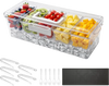 VEVOR Chilled Condiment Server Caddy, 5 Compartment Ice Cooled Serving Container, Plastic Fruit Garnish Tray Platter with Lid, for Taco Salad Bar Accessories, Party Home Restaurant Supplies