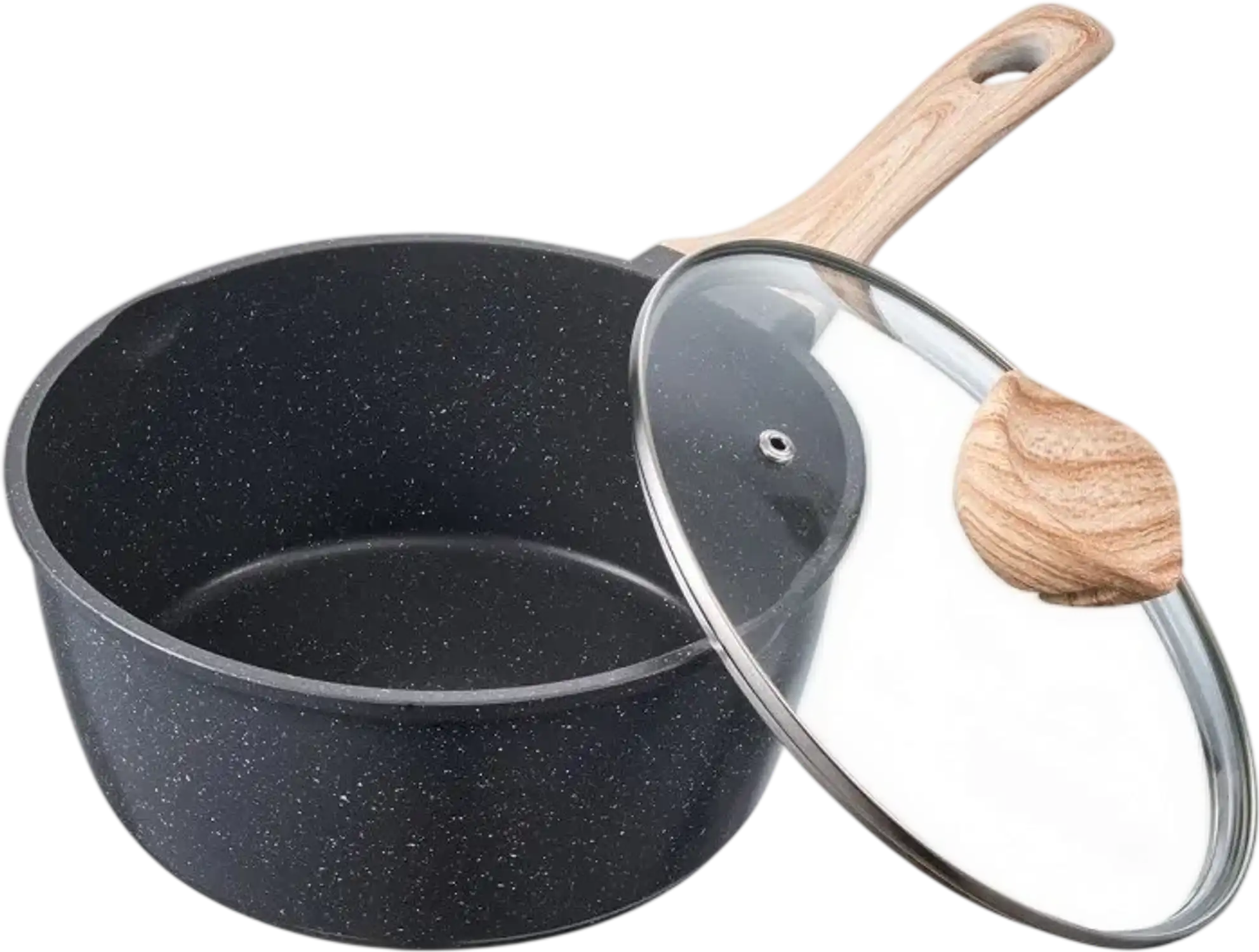 Vevor Saucepan 2.5 Qt Nonstick Saucepan with Glass Lid Detachable Handle Black New