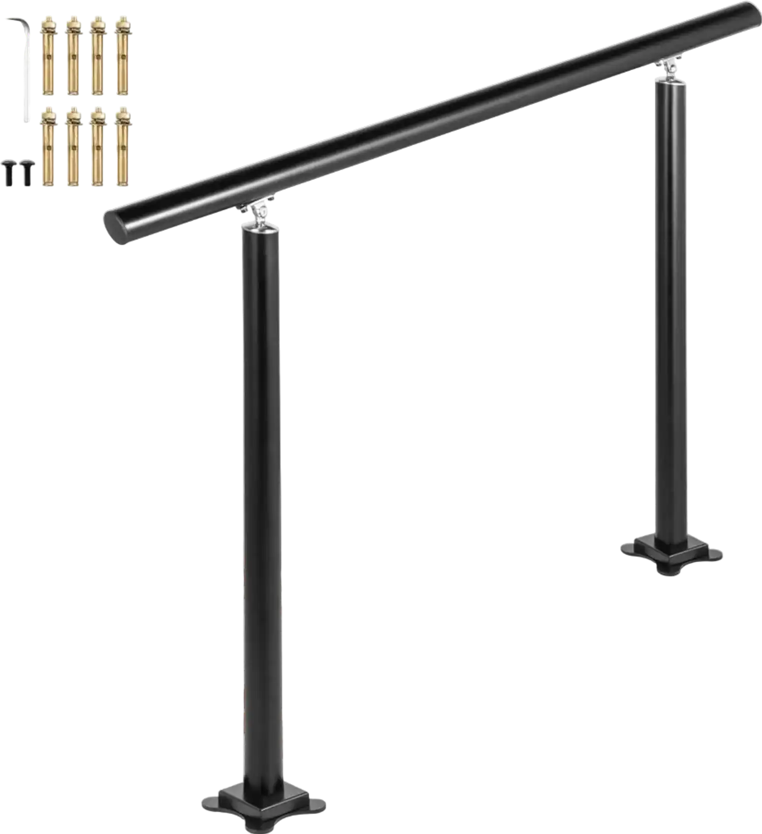 Vevor Handrail Adjustable 4' Outdoor Stair Railing Kit Black for 1-4 Steps New