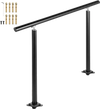 VEVOR Outdoor Stair Railing Kit, 4 FT Handrails 1-4 Steps, Adjustable Angle Black Aluminum Stair Hand Rail for The Elderly, Handrails for Outdoor Steps