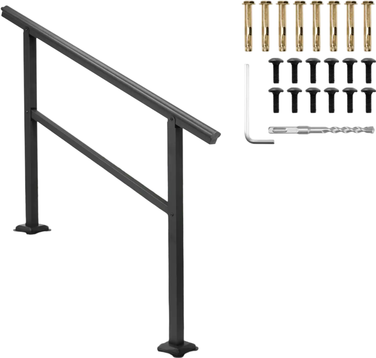 Vevor Handrail Outdoor Stair Railing for 3-4 Steps Black 47.6