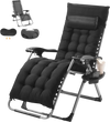 VEVOR Zero Gravity Chair, 26 inch Zero Gravity Recliner Lounge Chair for Indoor and Outdoor, Adjustable Anti Gravity Chair with Cushion, Headrest, Footrest, and Cupholder, 500 lbs, Black