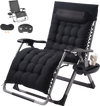 VEVOR Zero Gravity Chair, 33 inch Zero Gravity Recliner Lounge Chair for Indoor and Outdoor, Adjustable Anti Gravity Chair with Cushion, Headrest, Footrest, and Cupholder, 500 lbs, Black