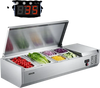 VEVOR Refrigerated Countertop Prep Unit Condiment Prep Station 22 QT ETL, for Commercial Restaurant Salad Bar, 160W, with 2 x 1/3 & 4 x 1/6 Pans, Auto Defrost, Temp Control, Stainless Steel Cover