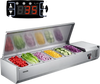 VEVOR Refrigerated Countertop Prep Unit Condiment Prep Station 36 QT ETL, for Commercial Restaurant Salad Bar, 160W, with 6 x 1/3 Pans, Auto Defrost, Adjustable Temp Control, Stainless Steel Cover