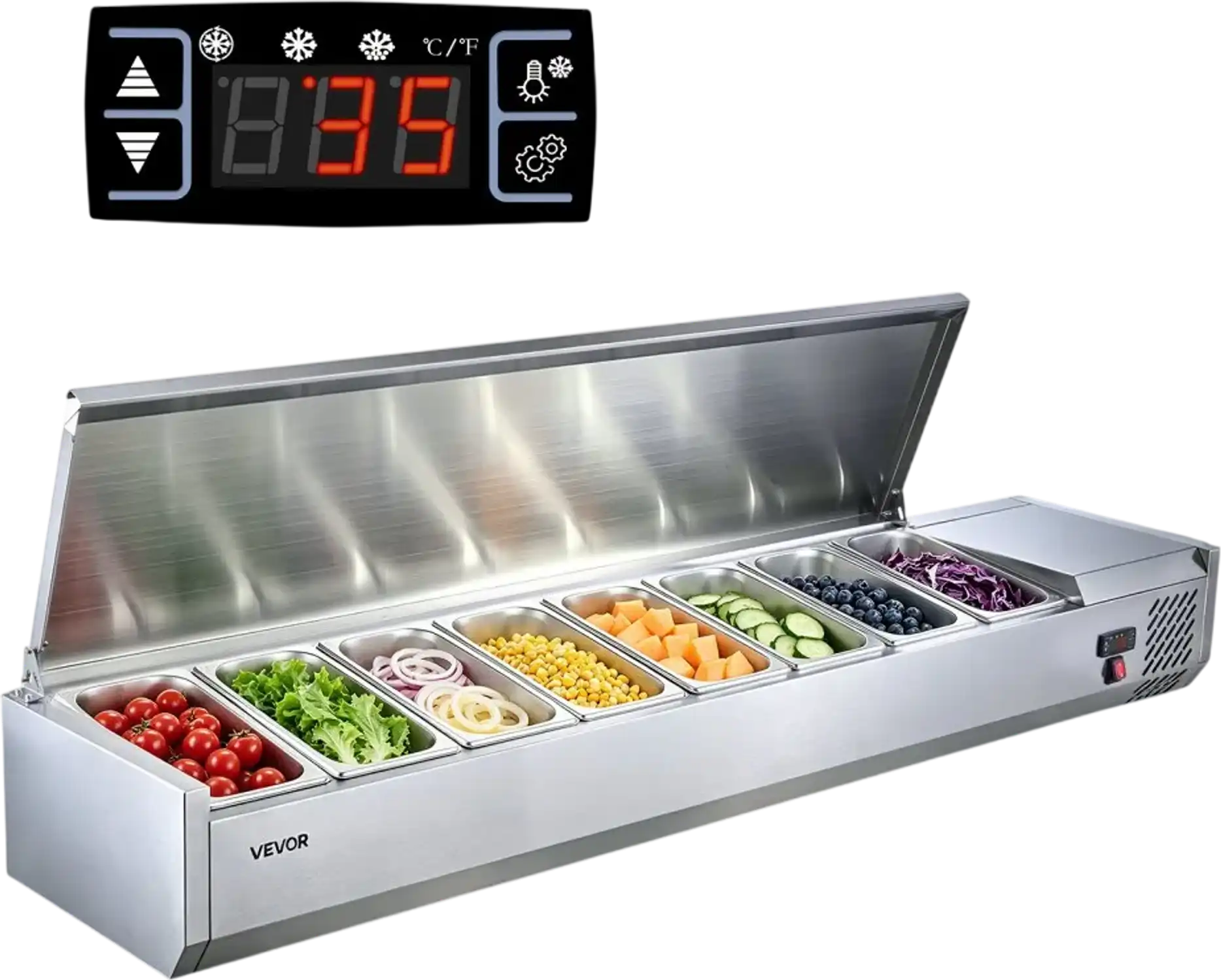 Vevor Refrigerated Countertop Prep Unit 48 Qt Commercial Condiment Prep Station New