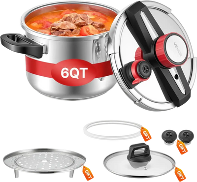 Vevor Pressure Cooker 6.3Qt Stainless Steel Stovetop Pressure Cooker New