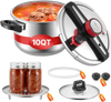 VEVOR Pressure Cooker, 10Qt Pressure Cooker Stainless Steel, Pressures Canner with Steaming Rack, Tempered Glass Lid, Three Pressures Settings for Meat, Beans, Rice, Soup, Sauces, Cook up to 100 kPa
