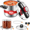 VEVOR Pressure Cooker, 8Qt Pressure Cooker Stainless Steel, Pressures Canner with Steaming Rack, Tempered Glass Lid, Three Pressures Settings for Meat, Beans, Rice, Soup, Sauces, Cook up to 100 kPa