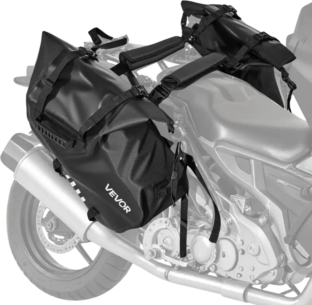 VEVOR Motorcycle Saddlebags, 28 L (14 L x 2) Large Capacity Side Saddle Bags Compatible with Most Motorcycles, Waterproof Outdoor Sports Motorbike Luggage Storage Shoulder Bag with Bottom Strap, Black