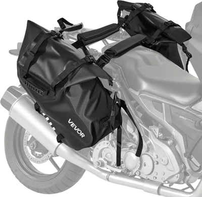 VEVOR Motorcycle Saddlebags, 28 L (14 L x 2) Large Capacity Side Saddle Bags Compatible with Most Motorcycles, Waterproof Outdoor Sports Motorbike Luggage Storage Shoulder Bag with Bottom Strap, Black