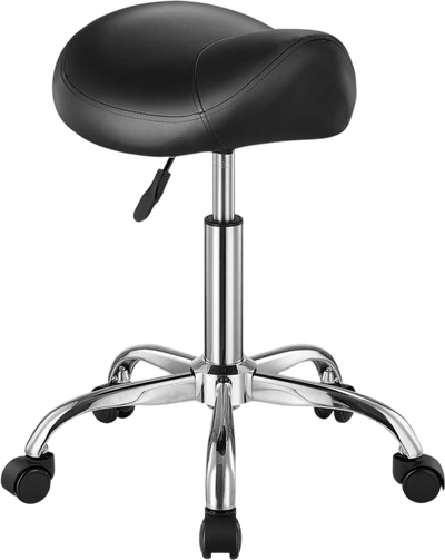 Vevor Saddle Stool Ergonomic Rolling Swivel Chair with Wheels Black New