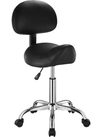 Vevor Saddle Stool Ergonomic Rolling Chair with Back Support Black New