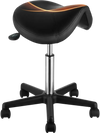 VEVOR Saddle Stool with Wheels, 400 LBS Weight Capacity, Height Adjustable Thickened PU Leather Swivel Saddle Stool Chair for Salon, Spa, Tattoo, Clinic, Black