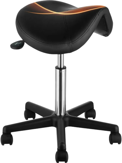 VEVOR Saddle Stool with Wheels, 400 LBS Weight Capacity, Height Adjustable Thickened PU Leather Swivel Saddle Stool Chair for Salon, Spa, Tattoo, Clinic, Black