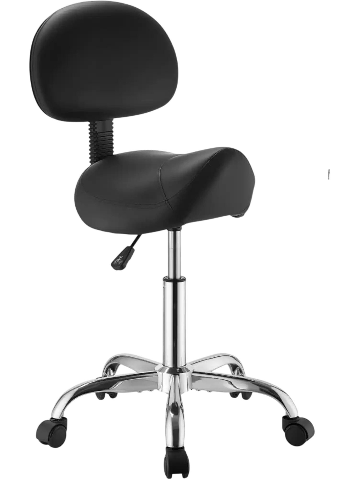 Vevor Saddle Stool Back Support Height Adjustable Ergonomic PU Leather Black New