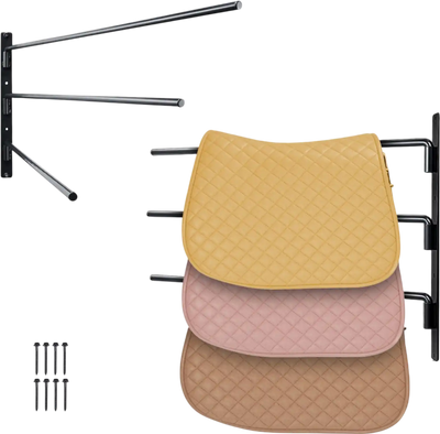 Vevor Saddle Rack Wall-Mounted 3-Tier Swing-Out Saddle Holder 2-Pack New