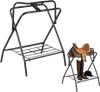 VEVOR Folding Saddle Rack, 28 x 19 x 37.5 in, 2 Packs Freestanding Horse Saddle Stand, Portable Horse Blanket Holder, Heavy Duty Steel Saddle Rack for English & Western Saddles, Tack Storage, Black