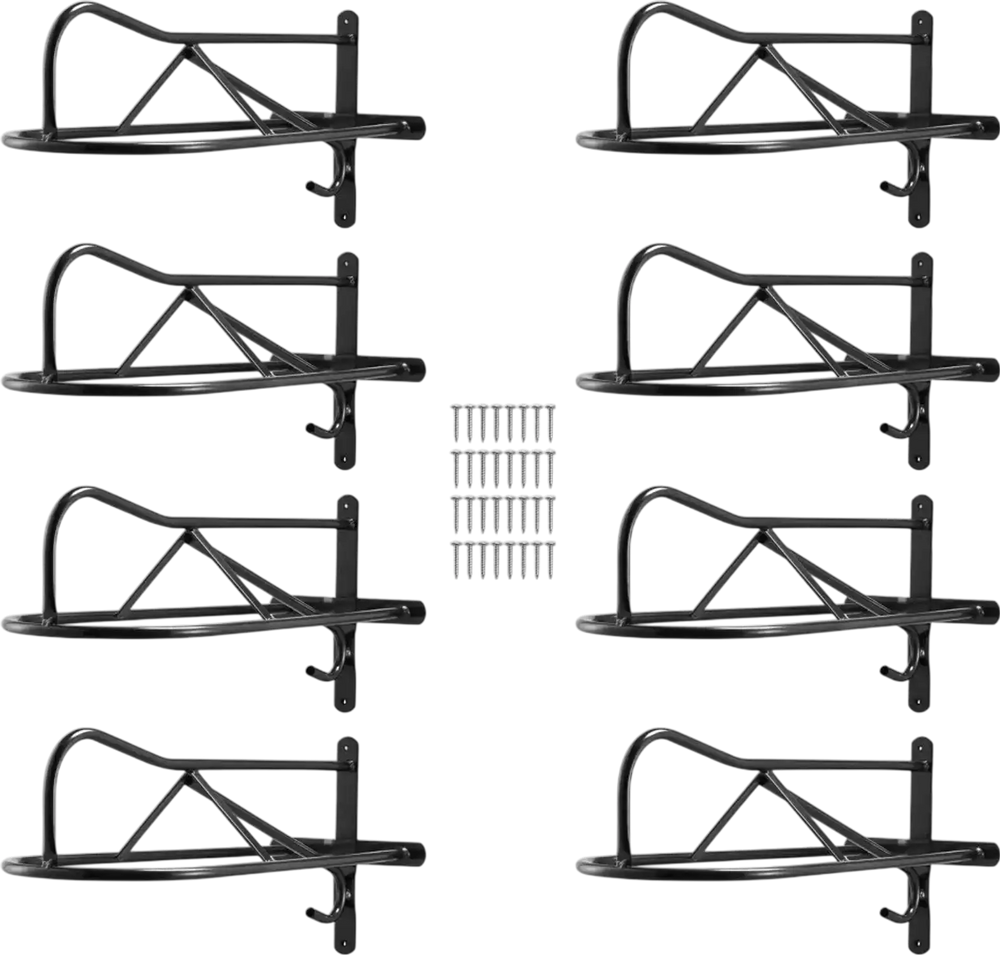 VEVOR Wall Mount Saddle Rack, 27.3 x 16.3 x 12.5 in, 8 Packs Horse Saddle Rack with Pad Bar, Portable Saddle Stand for English & Western Saddle, Horse Tack Storage for Equestrian Garden, Black