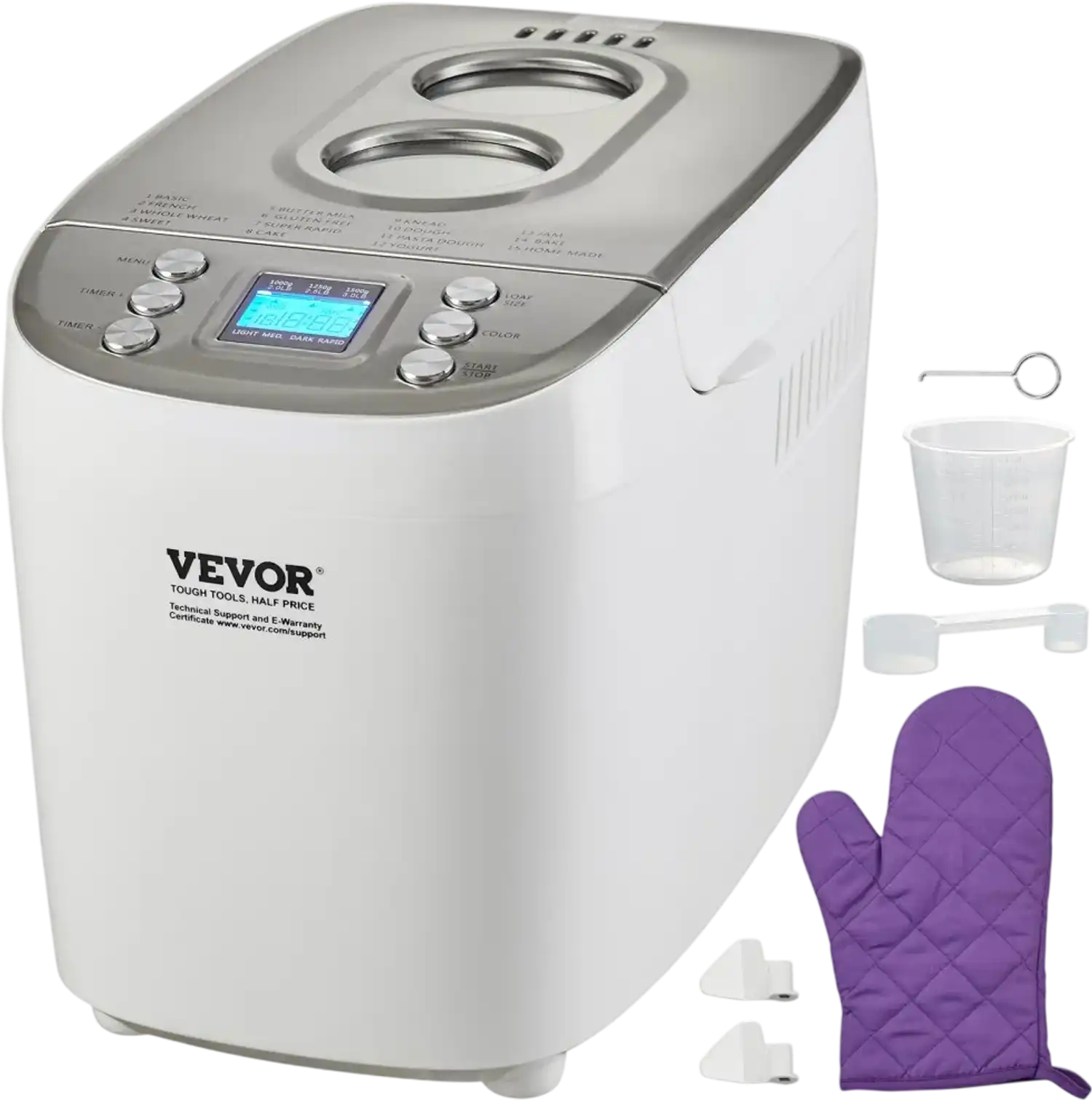 Vevor Bread Maker 15-in-1 3 lb Automatic Bread Machine White New