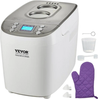 VEVOR Bread Maker, 15-in-1 3LB Dough Machine, Nonstick Ceramic Pan Automatic Breadmaker with Gluten Free Setting, Whole Wheat Bread Making, Digital, Programmable, 3 Loaf Sizes, 3 Crust Colors, White