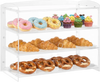 VEVOR Bakery Display Case, 3-Tier Commercial Countertop Pastry Display Case, Clear Acrylic Bread Box for Kitchen, Party Cake Cabinet with Flip-Up Door for Cookie Dessert Donut Bagel, 19" x 9.1" x 15"