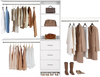VEVOR Closet System with 3 Drawers, Adjustable Height Wooden Closet Organizers, Modern Walk-in Wardrobe Organization with 3 Retractable Clothes Hanger Rods, Freestanding Garment Rack Storage, White