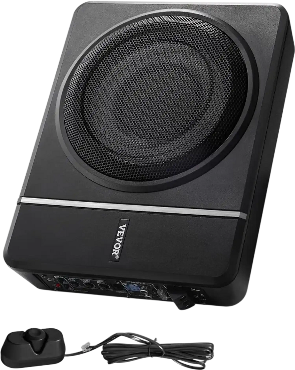 VEVOR 8" 240W Underseat Car Subwoofer, 120W RMS Rated Power Slim Powered Car Subwoofers Under the Seat, Low Profile Audio Sub Built-in Amplifier, High/Low Level Input & Volume Controller for SUVs, Car, Truck, RV