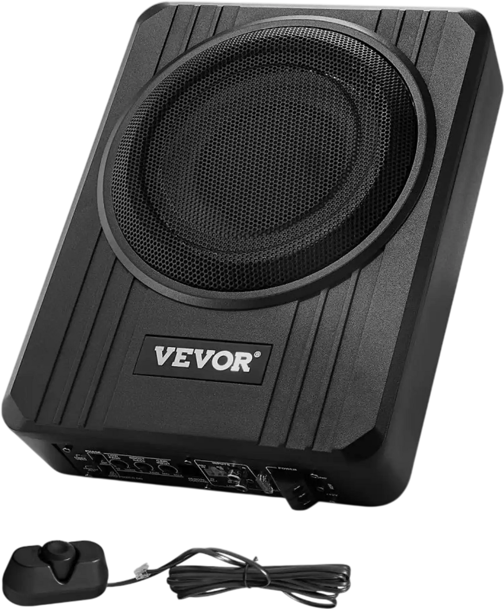 VEVOR 8" 400W Underseat Car Subwoofer, Slim Powered Car Subwoofers Under the Seat, Low Profile Audio Sub Built-in Amplifier, High/Low Level Input & Volume Controller for SUVs, Car, Truck, RV