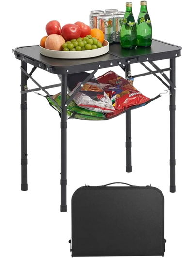 Vevor Camping Table Adjustable Height Portable Folding Aluminum MDF Outdoor Side Table 24