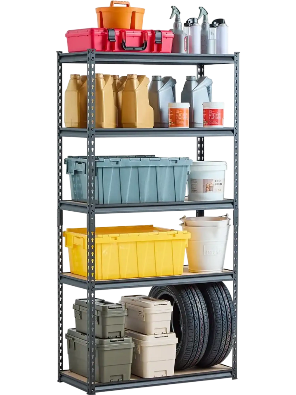 VEVOR Storage Shelves, 2000 lbs, 5 Tier Garage Storage Shelving, 16" D x 36" W x 71.4" H Adjustable Metal Shelves for Garage Shelves Utility Rack Shelf, Ideal for Kitchen, Warehouse, Basement, Black