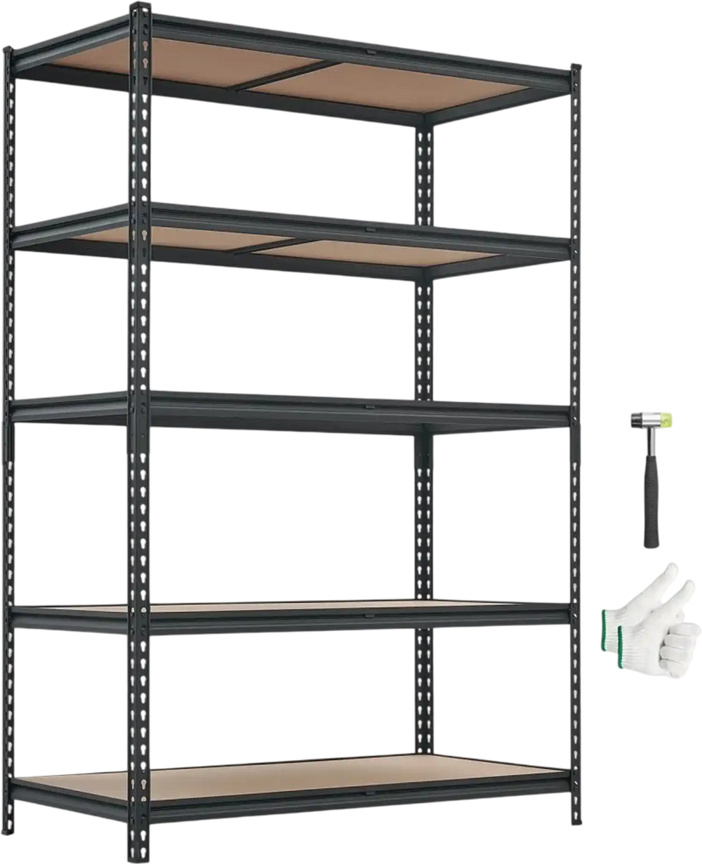 VEVOR Storage Shelves, 5-Tier Adjustable, 3000 lbs Capacity, Heavy Duty Garage Storage Shelving Unit, Metal Utility Rack Shelf, for Garage Workshop Warehouse Basement, 48.35" W x 24.37" D x 71.38" H
