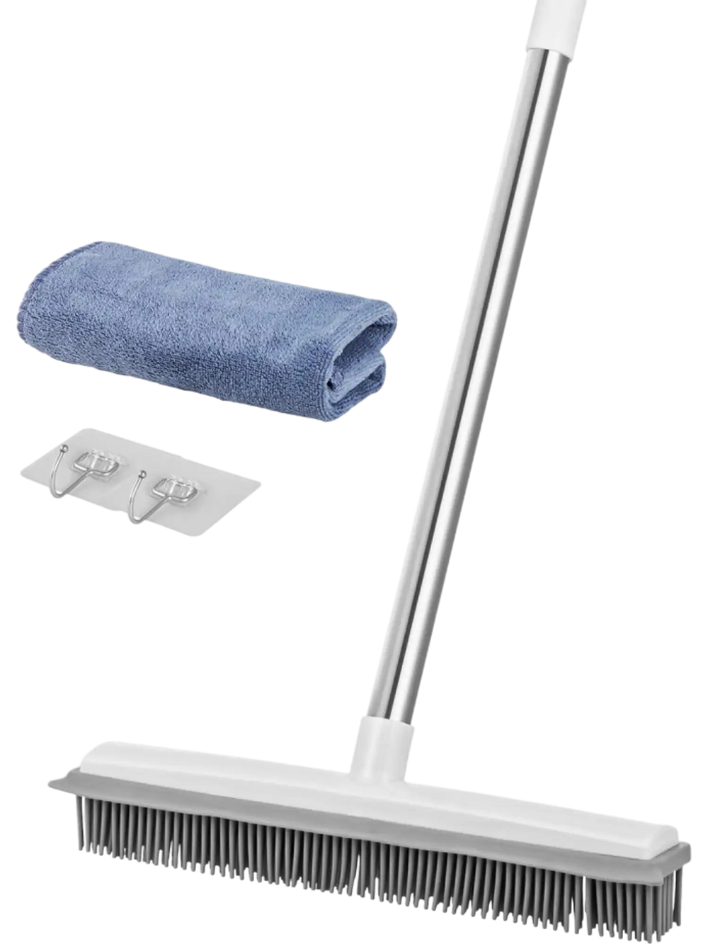 VEVOR Pet Hair Removal Broom, 58.46 in Adjustable Long Handle, Rubber Broom with Built in Squeegee Reusable Dog Cat Hair Remover, for Couch Furniture Hardwood Floor Tile