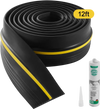 VEVOR Garage Door Threshold Seal Strip, 12 FT Universal Garage Door Floor Seal Strip with Adhesive, Garage Door Bottom Weatherproof Strip, Upgraded Thick PVC DIY Weather Stripping Replacement, Black
