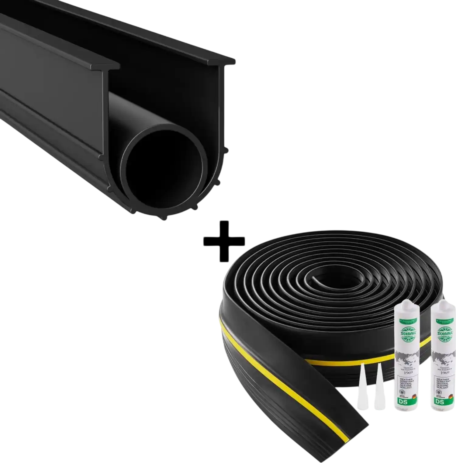 Vevor Garage Door Seal Kit 20' Threshold and Bottom Weatherproof PVC Black New