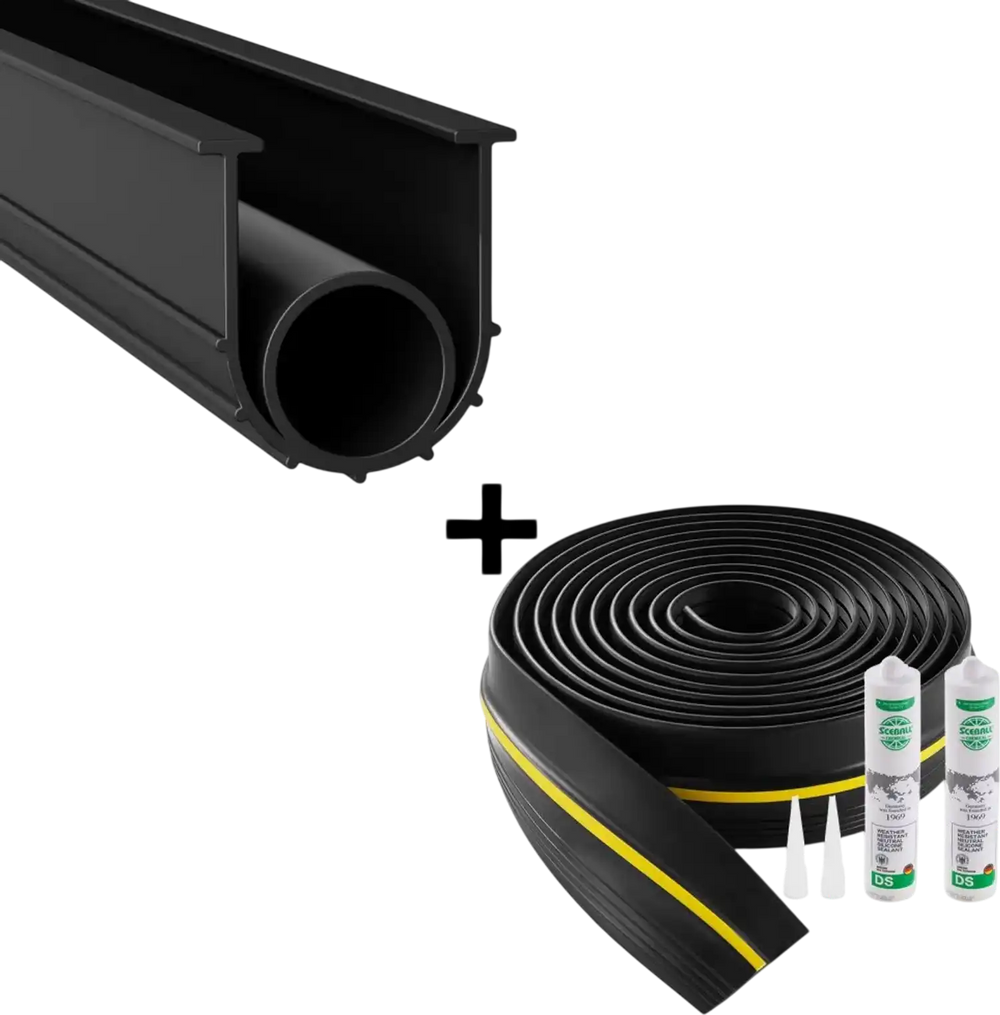 VEVOR Garage Door Threshold and Bottom Seals Kit, 20 FT U Shape+O Ring Universal Garage Door Bottom Seal Weatherstrip PVC, Combine with Weatherproof Garage Threshold Seal Strip with Adhesive, Black