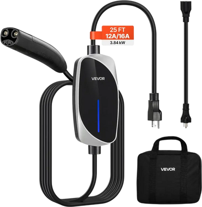 Vevor EV Charger Level 1/2 Portable Tesla Charger 16A 25' Cable 120V-240V New