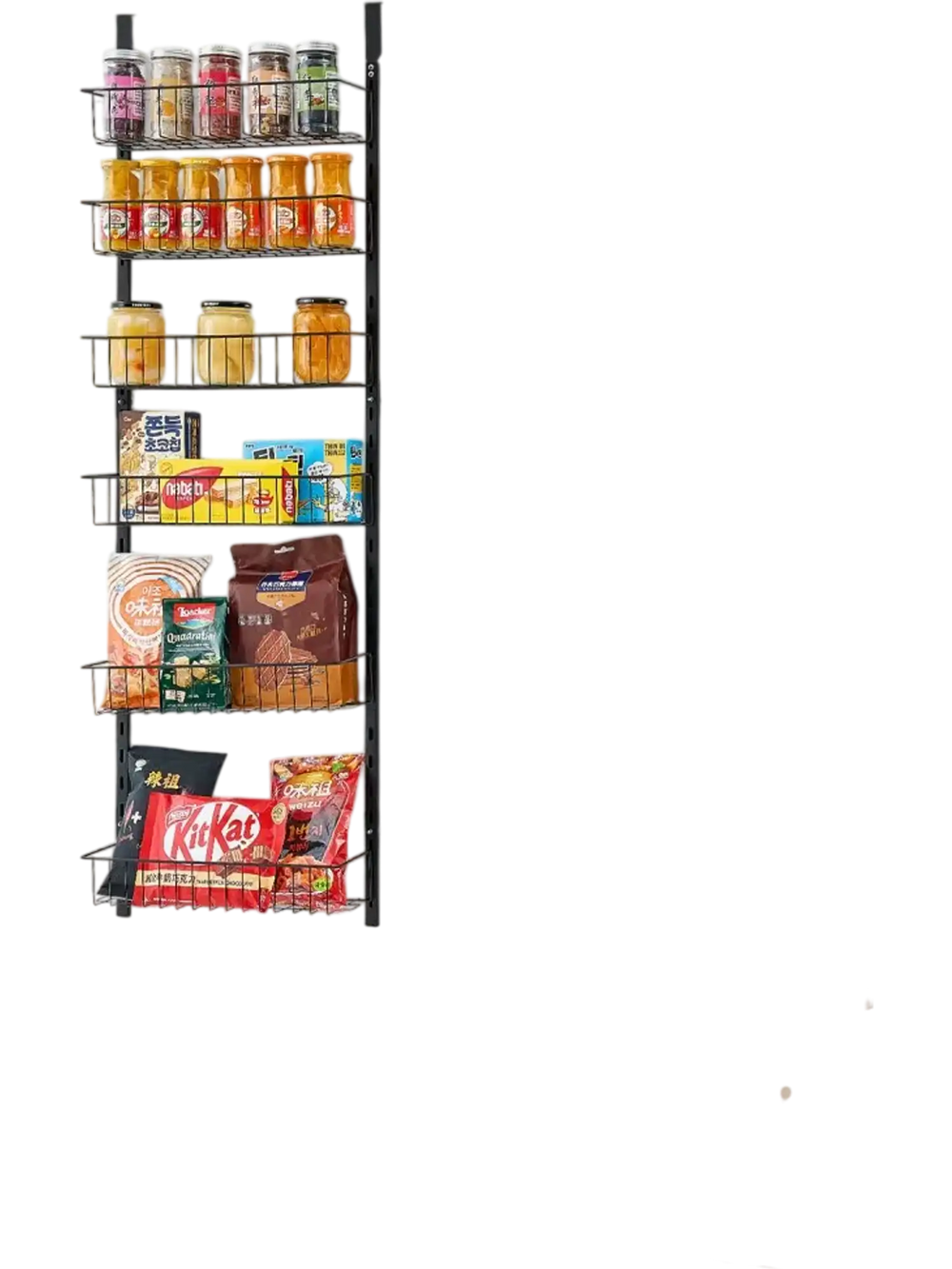 VEVOR Over the Door Pantry Organizer, 6-Tier Pantry Organization and Storage, Heavy-Duty Steel Hanging Spice Rack, Adjustable Wall Seasoning Shelves, for Home Kitchen Laundry Room Bathroom, Black