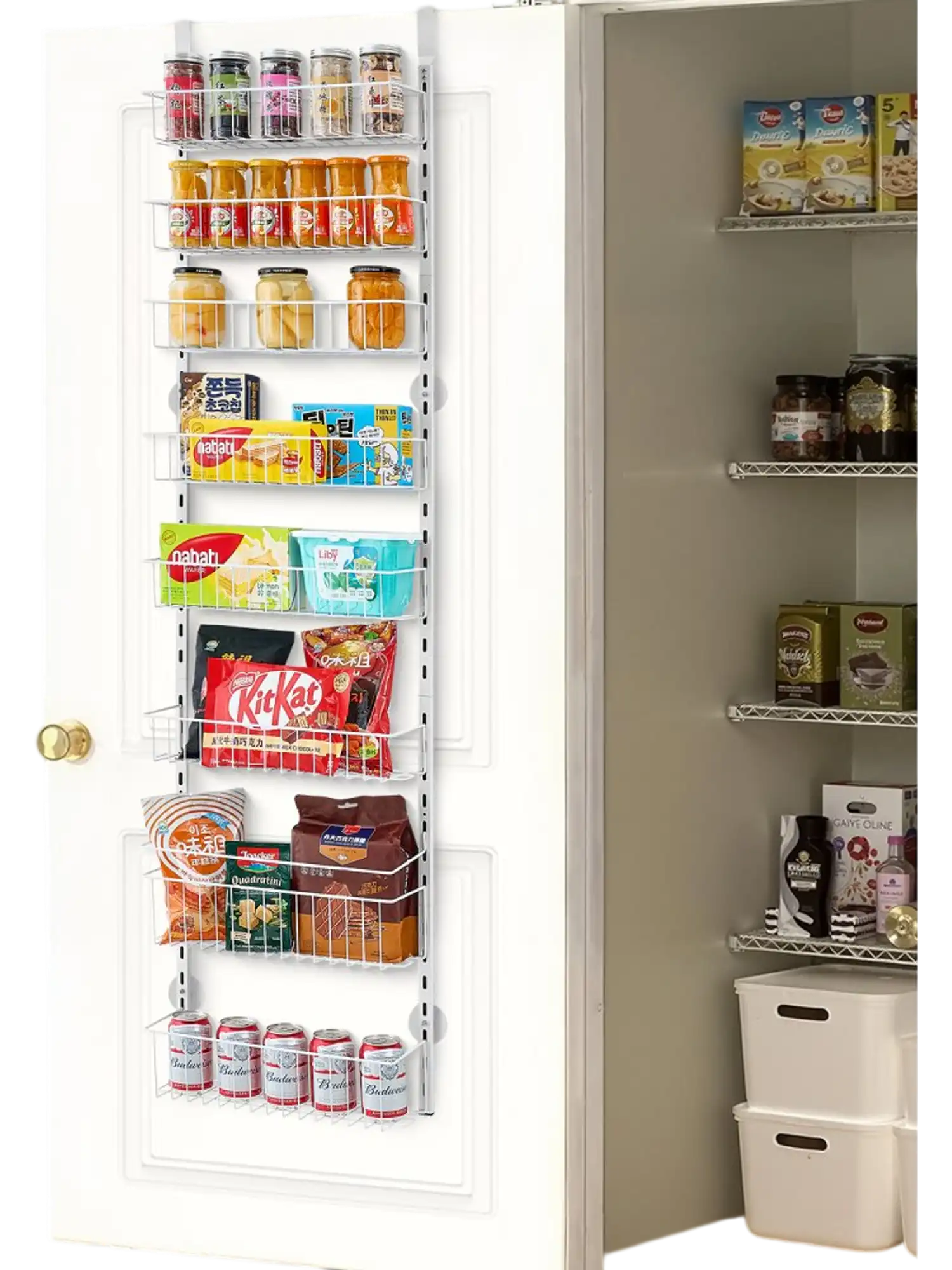 Vevor Pantry Organizer 8-Tier Over-the-Door Adjustable Storage Rack White New