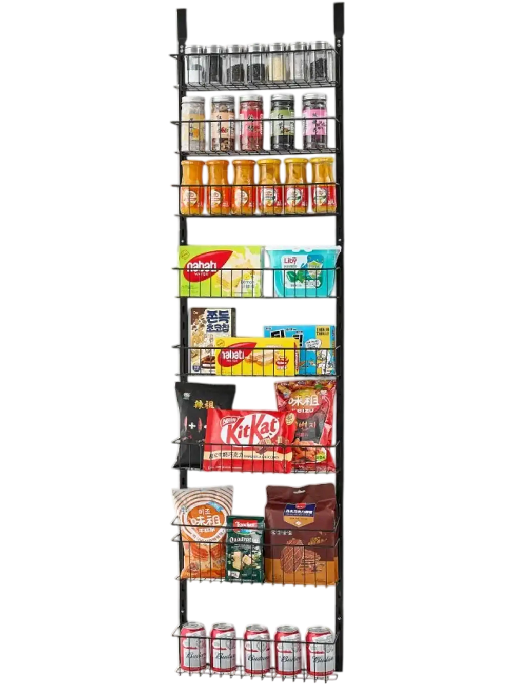 VEVOR Over the Door Pantry Organizer, 8-Tier Pantry Organization and Storage, Heavy-Duty Steel Hanging Spice Rack, Adjustable Wall Seasoning Shelves, for Home Kitchen Laundry Room Bathroom, Black