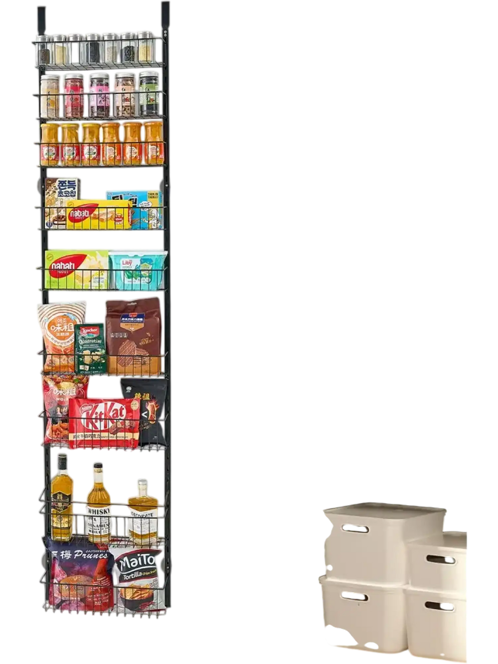 VEVOR Over the Door Pantry Organizer, 9-Tier Pantry Organization and Storage, Heavy-Duty Steel Hanging Spice Rack, Adjustable Wall Seasoning Shelves, for Home Kitchen Laundry Room Bathroom, Black