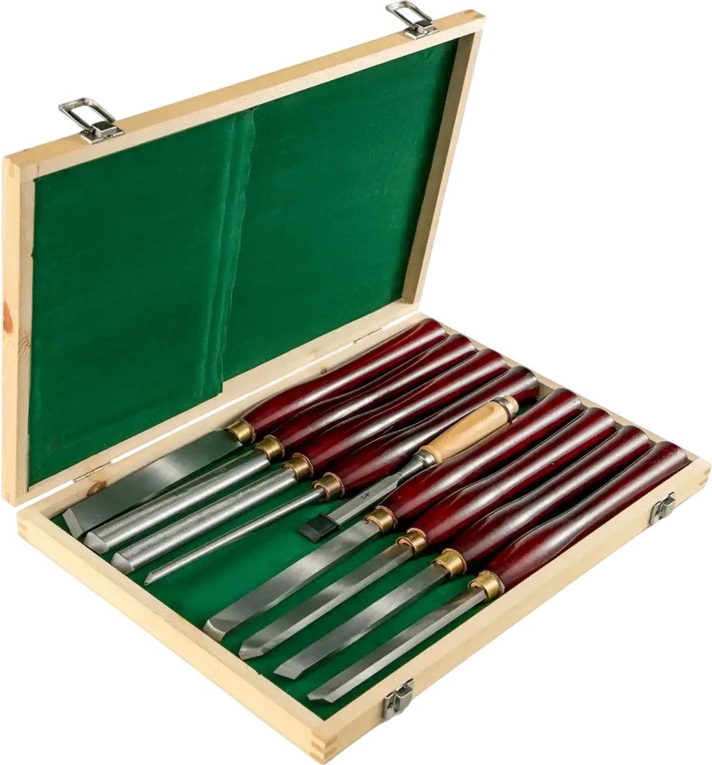 VEVOR 8-Piece Wood Lathe Chisel Kit, HSS Steel Blades, Woodworking Turning Tools with Wooden Storage Case, Ideal for Wood, Root, and Furniture Carving - Red
