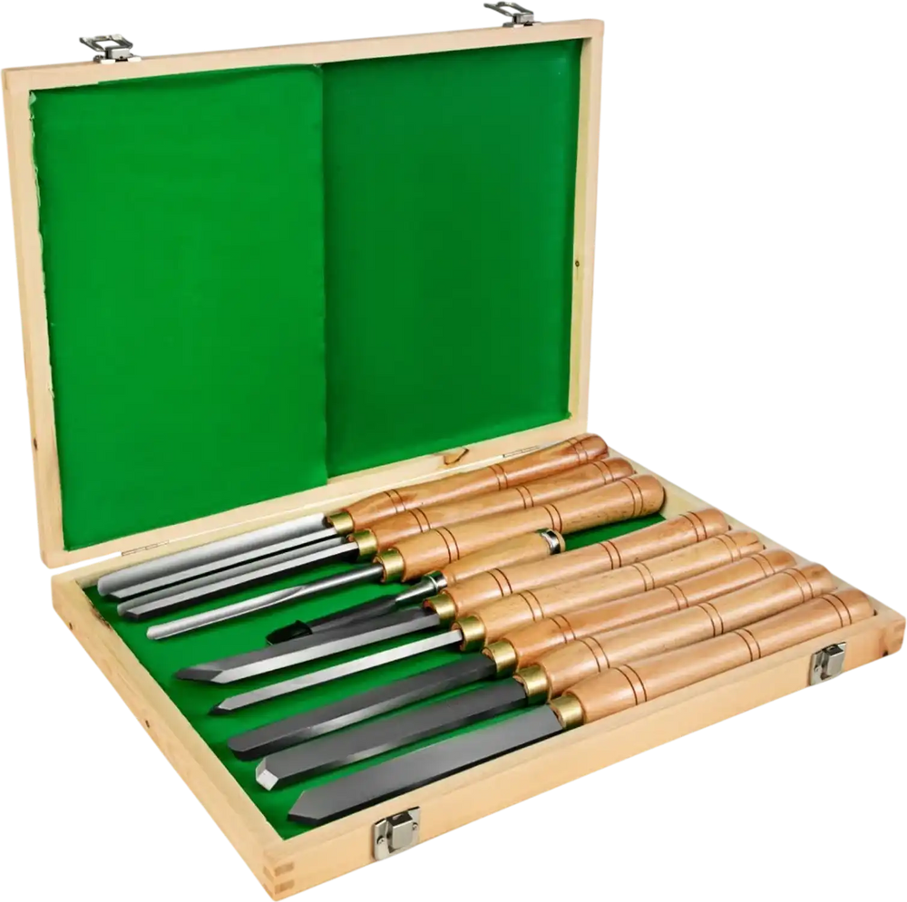 VEVOR 8 Piece Wood Lathe Chisel Set, HSS Steel Wood Carving & Cutting Tools for Hardwood, Includes Bonus Chisel & Wooden Storage Case