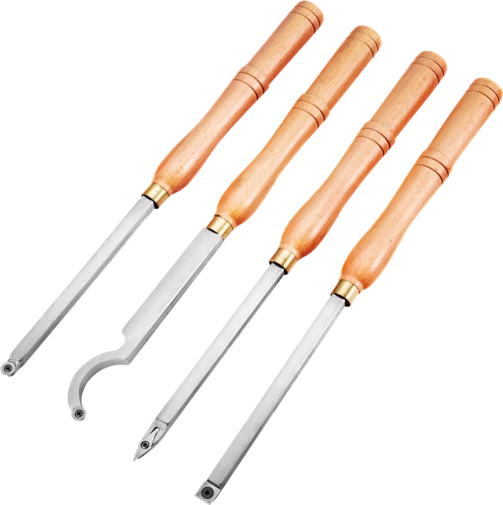VEVOR Wood Turning Tools for Lathe 4 PCS Set, Carbide Lathe Tools with Diamond Shape, Round, Square Cutters, Turning Lathe Chisels with Comfortable Grip Handles Lathe Tools for Craft DIY Hobbyists