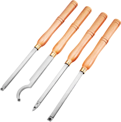 VEVOR Wood Turning Tools for Lathe 4 PCS Set, Carbide Lathe Tools with Diamond Shape, Round, Square Cutters, Turning Lathe Chisels with Comfortable Grip Handles Lathe Tools for Craft DIY Hobbyists