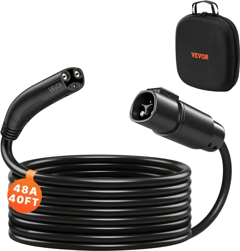 VEVOR EV Charger Extension Cable for Tesla, 48Amp 40 ft Max 240V 11.52 kW with NACS Plug, EV Extension Cord for Level 1/2 Tesla Mobile/Wall Connector/Destination Charger, Model Y/X/3/S, Carrying Bag