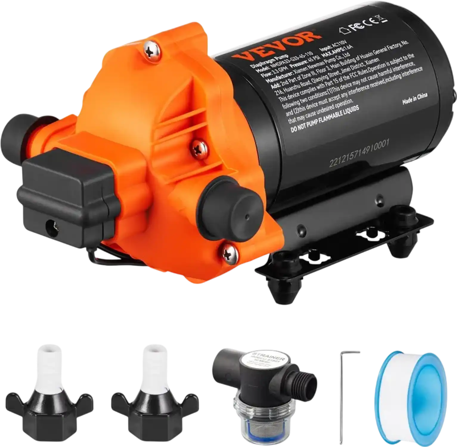 Vevor Diaphragm Pump 110V 3.3 GPM 45 PSI Self-Priming Water Pressure Pump New