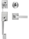VEVOR Front Door Handle and Deadbolt Set, Square Entry Handle Set with Lever, Single Cylinder, Adjustable Hole Space, Reversible for Right and Left Handed Entrance and Front Doors, Satin Nickel