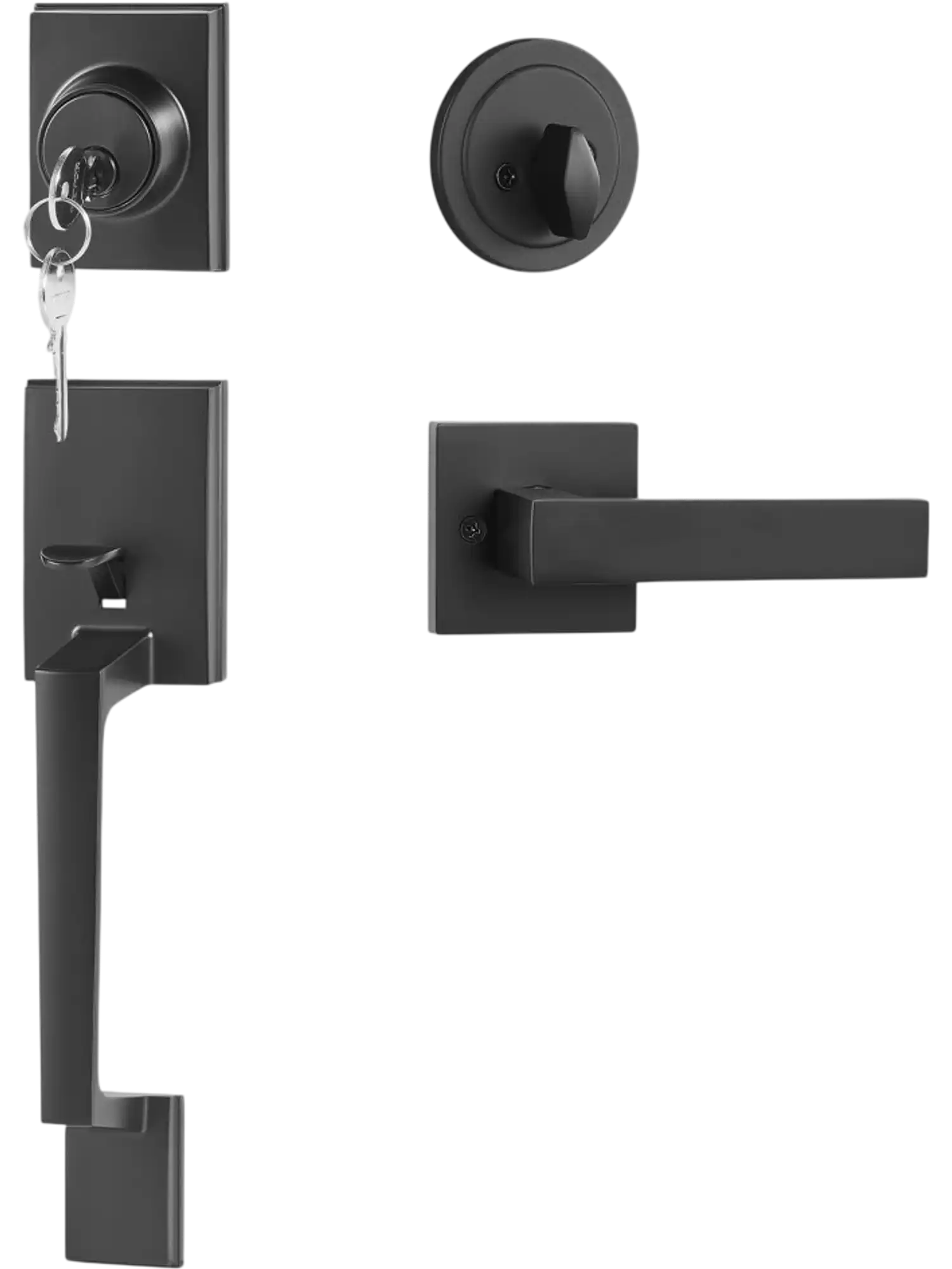 Vevor Entry Door Handle Set Square Front Door Handle and Deadbolt Matte Black New